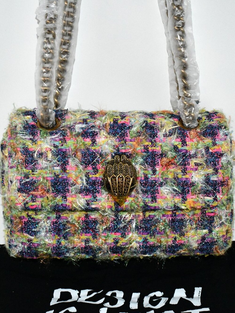Kurt Geiger Kensington Tweed Flap Shoulder Bag in Multi #5382869609 NWT - Picture 3 of 8